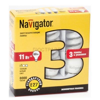 Лампа энергосберегающая Navigator 94 422 NCL8-SF-11-840-E27/3PACK