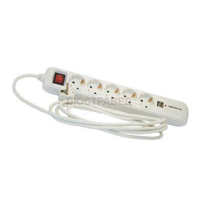 Сетевой фильтр Navigator 94 687 NPE-USB-05-300-ESC-3x1 с USB вых. 5гн. 3м