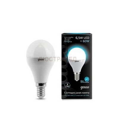 Лампа Gauss LED Globe E14 6.5W 4100K