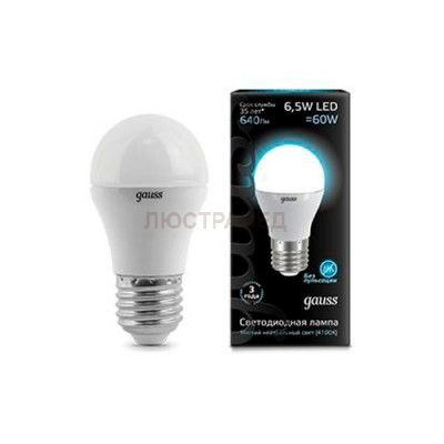 Лампа Gauss LED Globe E27 6.5W 4100K