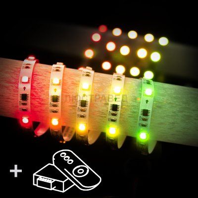 Set Led Strip 5050 5m 12V 30Led 7,2 W RW IP20 Бегущая волна Электростандарт Комплект светодиодной ленты