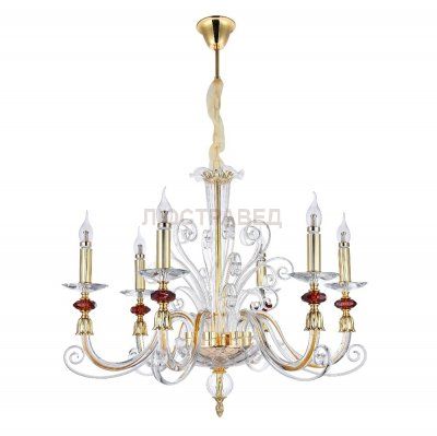 Люстра CATARINA SP6 GOLD/TRANSPARENT-COGNAC (1360/306) Crystal lux