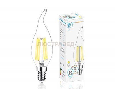 Лампа Filament LED C37L-F 6W E14 4200K (60W)