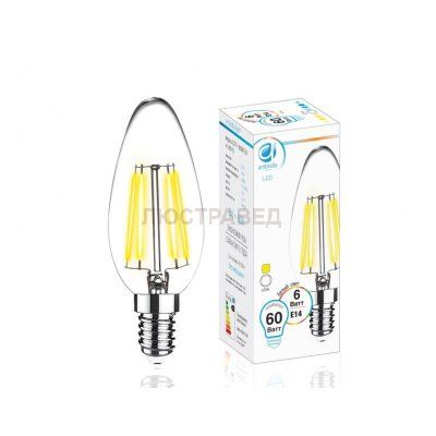 Лампа Filament LED C37-F 6W E14 3000K (60W)