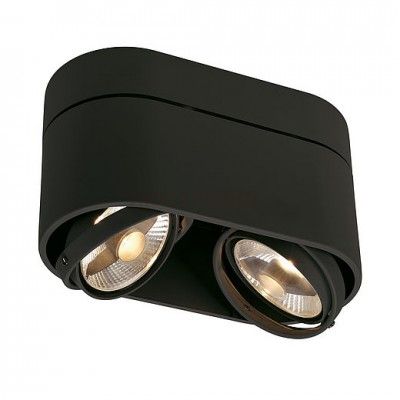 SLV 117180 KARDAMOD SURFACE ROUND ES111 DOUBLE Deckenleuchte, rund, schwarz, 2xGU10, max. 2x75W