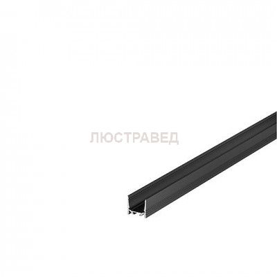1000513 SLV GRAZIA 20, профиль накладной стандарт с желобками, 2 м, без экрана, черный