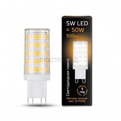 Лампа Gauss LED G9 AC185-265V 5W 2700K керамика